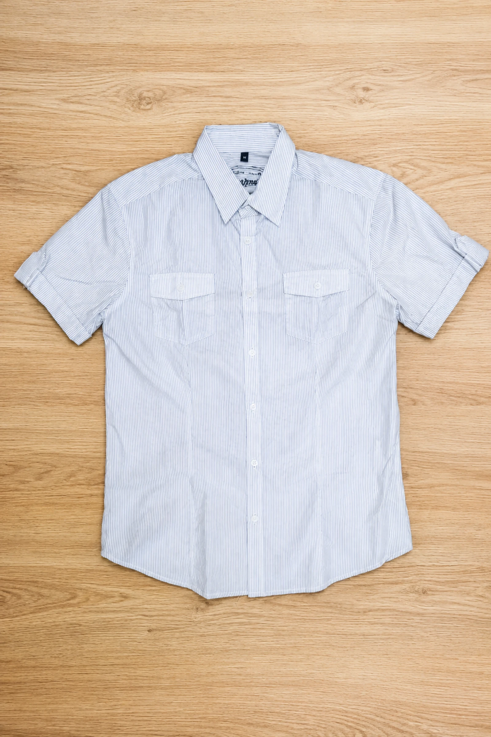 Short-sleeved striped Clockhouse shirt – Size M – photo 2